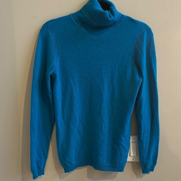 Magaschoni Blue Teal Cashmere Turtleneck Sweater Size Medium - Picture 2 of 10